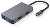 Adapteris USB Type-C - 2x HDMI, 1x VGA, 1x USB Type-A, 1x USB Type-C PD60W