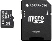 AgfaPhoto Mobile High Speed 64GB MicroSDXC Class 10 + Adapteris