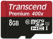 Transcend microSDHC 8GB Class 10 UHS-I 400x + SD Adapter