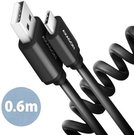 AXAGON BUCM-AM10TB TWISTER cable USB-C <-> USB-A, 0.6m, USB 2.0, 3A, ALU, tpe, black