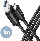 AXAGON BUCM3-AM10AB SPEED cable USB-C <-> USB-A, 1m, USB 3.2 Gen 1, 3A, ALU, braid