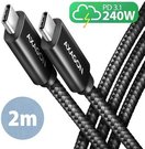 AXAGON BUCM2-CM20AB CHARGE cable USB-C <-> USB-C, 2m, Hi-Speed USB, PD 240W 5A, ALU, braid