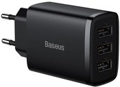 Baseus Compact Quick Charger, 3x USB, 17W (Black)