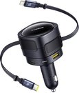 Baseus Enjoyment Max car charger with USB-C+Lightning cables and USB-A+USB-C ports 90W Black