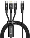 Baseus Baseus Rapid Series 3-in-1 1.5 m 20W USB-C to LightningSeries 3-in-1 cable USB-C For M+L+T 20W 1.5m Black