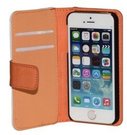 Apple iPhone 5 / 5S / SE Flip Case. Opens sidewards. Leather Look. Orange