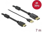 Delock Cable HDMI(M)-Displayport (M)4K 7M USB A(M) black 85967