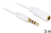 Delock Minijack 3.5mm M / F 4 PIN 3m white audio extension cable for iPhone