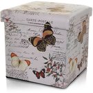 Dėžė-pufas su drugelių piešiniu 36X36X36 cm medinė 871129201539