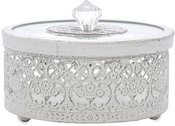 Dėžutė metalinė balta su stikliniu dangteliu 8x12x12 cm 127251