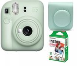 Fujifilm Instax mini 12 camera Mint Green + Instax Mini Glossy (10pl) + case