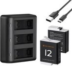 K&F Concept Gopro Hero12(Compatible with 11/10/9)Three-slot LED charging stand*1 + USB to Type C