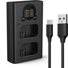K&F Concept K&F NP-FW50 Digital Camera Dual LED Display Screen charger; Supports Micro USB and Type-C charging