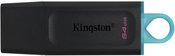 Kingston DataTraveler Exodia USB Flash Drive 64 GB, USB 3.2 Gen 1, Black/Blue, Protective Cap, Large loop