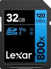 LEXAR PROFESSIONAL 800X SDHC UHS-I CARDS, C10 V10 U1, R120/45MB 32GB