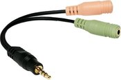Logilink Audio jack adapter, 4-pin, 3.5 mm stereo male to 2x 3.5mm female Black, 0.15 m