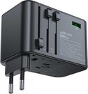 Multifunctional travel wall charger Acefast Z1, 2xUSB-A, 3xUSB-C, GaN, 67W, US/EU/UK/AU (black)