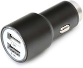 Omega car charger 2xUSB 2100mA Metal, black (43342)