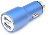 Omega car charger 2xUSB 2100mA Metal, blue (43343)