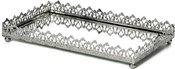 Padėklas metalinis nikeliuotas su stiklu 30x19,5x5 cm DECOSILUET