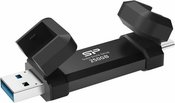 Portable External SSD | DS72 | 250 GB | USB Type-A and USB Type-C 3.2 Gen 2 | Black