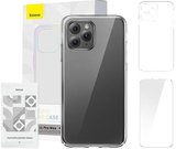 Pouzdro Baseus Crystal Series pro iPhone 11 pro max (čiré) + tvrzené sklo + čisticí sada