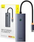 Rozbočovač 5 v 1 Baseus řady UltraJoy USB-C na HDMI4K@30Hz+3xUSB 3.0+1xPD (šed&yacute;)