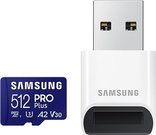 Samsung | PRO Plus microSD Card with USB Adapter | 512 GB | MicroSDXC | Flash memory class U3, V30, A2