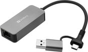 Sandberg 136-68 USB-C/A 2.5 GbE RJ45 Adapter, 2.5 Gigabit Ethernet on USB-C