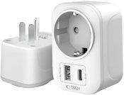 Tech-Protect travel adapter TA100 US-EU, white