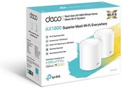 TP-LINK AX1800 Whole Home Mesh Wi-Fi 6 System Deco X20 (2-pack)  802.11ax, 1201+574 Mbit/s, 10/100/1000 Mbit/s, Ethernet LAN (RJ-45) ports 2, Mesh Support Yes, MU-MiMO Yes, Antenna type 4xInternal per Deco uni