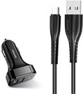 USAMS Car charger 2xUSB C13 2.1A microUSB black NTU35MC13TZ