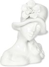Vaza keramikinė balta Dama su skrybele 18x13x23 cm