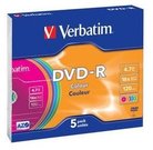 1x5 Verbatim DVD-R 4,7GB Colour 16x Speed, Slim Case