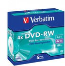 1x5 Verbatim DVD-RW 4,7GB 4x Speed, Jewel Case