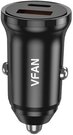 Vipfan C03 car charger, USB + USB-C, 20W, PD + QC 3.0 (black)