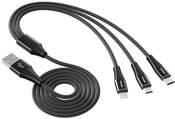 Vipfan X16 3w1 USB-C/Lightning/Micro 66W 3.5A USB Cable (czarny)