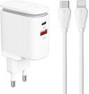 Wall charger LDNIO A2423C USB, USB-C + USB-C - Lightning cable