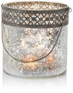 Žvakidė stiklinė su metalo dekoru GW-28509 15.5X15.5X15 SAVEX