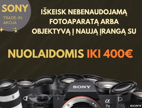 Trade-in akcija Sony fotoaparatams ir objektyvams