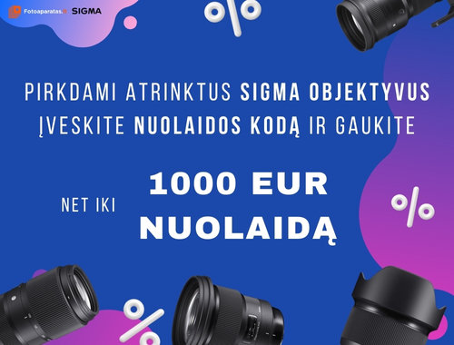 IKI 1000 EUR NUOLAIDOS SIGMA objektyvams su NUOLAIDŲ KODAIS