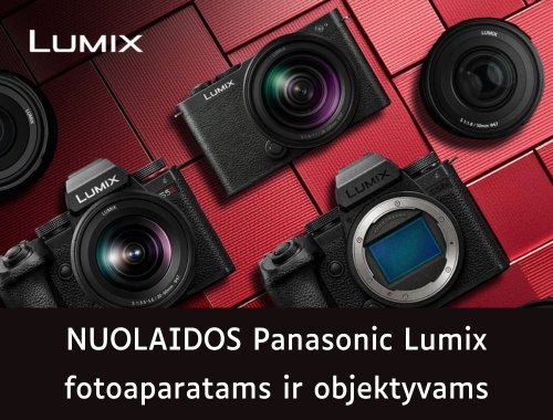 NUOLAIDOS Panasonic Lumix fotoaparatams ir objektyvams