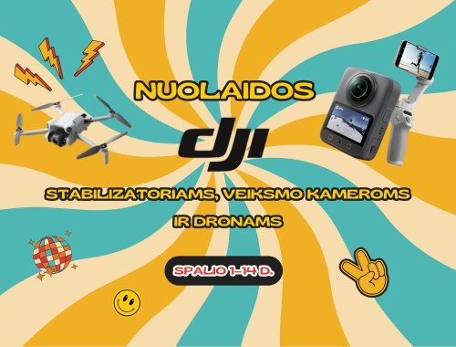 ✨ DJI IŠPARDAVIMAS! Nuolaidos atrinktiems DJI stabilizatoriams, veiksmo kameroms ir dronams! ✨