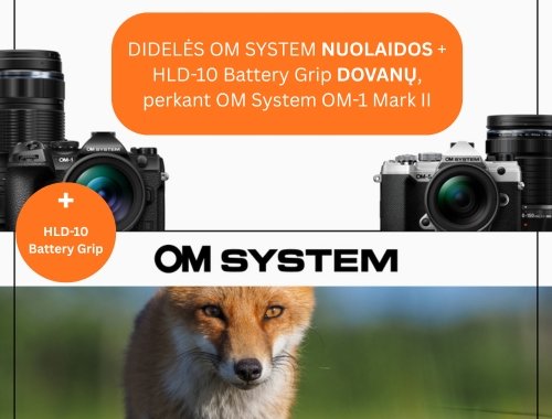 OM System NUOLAIDOS + NEMOKAMAS HLD-10 grip, perkant OM-1 Mark II