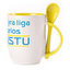 A cup with a spoon. Yellow (250 ml)