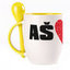 A cup with a spoon. Yellow (250 ml)