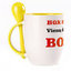 A cup with a spoon. Yellow (250 ml)