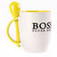 A cup with a spoon. Yellow (250 ml)
