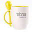 A cup with a spoon. Yellow (250 ml)