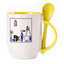 A cup with a spoon. Yellow (250 ml)